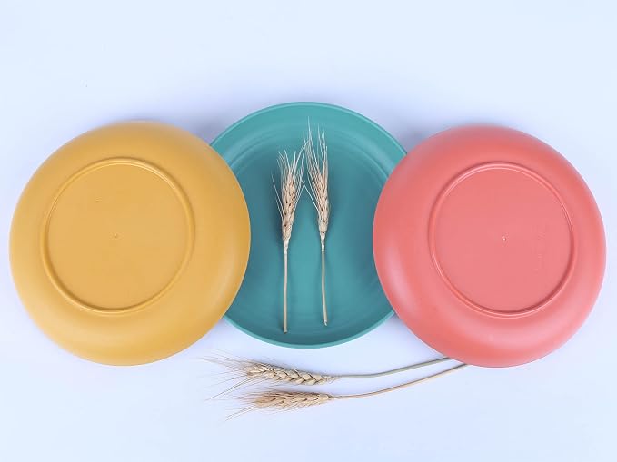 7.8 Inches Unbreakable Wheat Straw Plates - Reusable Plate Dinner Set - Dishwasher & Microwave Safe - Healthy, BPA Free & Eco-Friendly (7.8 Inches/6 Color_H)