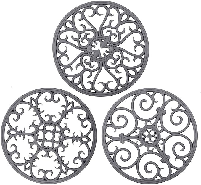 IYYI Silicone Trivet, Trivets for Hot Pots and Pans, Heat Resistant Pot Holder, Non Slip Hot Pads for Countertop, Large Coaster (Gray)