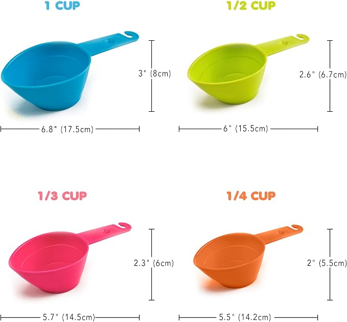 Vila Cat Food Measuring Cups, One Set to Feed Them All - Ideal Scoop Cups for Multi-Pet Homes, Perfect Portion for Your Pets, Easy to Fill and Measure, 4pcs