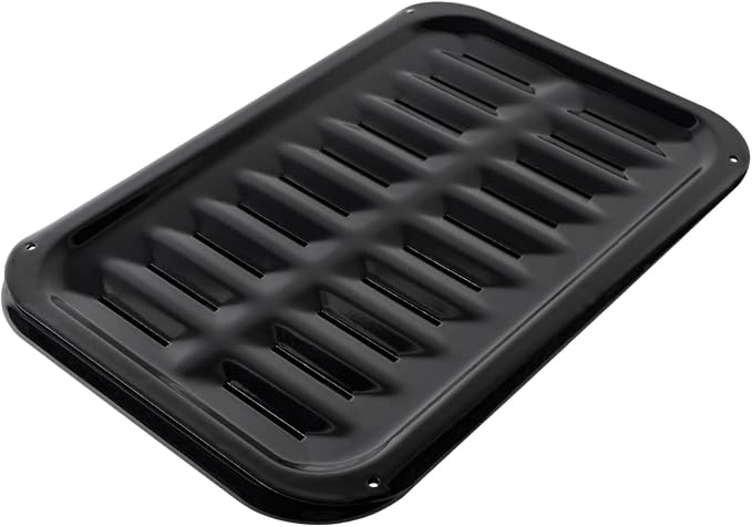 Certified Appliance Accessories Small 2-Piece Broiler Pan & Grill Set Porcelain-on-Steel 13"x8-3/4"x1-3/8" Broiler Pan for Oven, Black Whirlpool 4396923, Maytag, Kitchen-Aid replacement