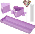Heart Cake Pop Mold Set with 9in Tray and Sticks- Purple | ABS Cake Pop Maker with Cutter and Pusher, perfect for making uniform cake pops for parties, weddings, and homemade desserts.