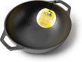 Lodge Cast Iron Mini Wok - Naturally Seasoned Stir Fry Pan with Dual Loop Handles - Compact Cast Iron Cookware for Searing, Serving & Everyday Cooking - 9 Inches