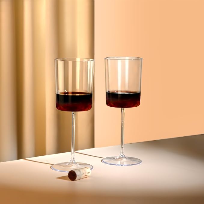 Ciaell 12 Pack Clear Plastic Wine Glasses - 14Oz Plastic Wine Glasses with Stem - Disposable Stemmed Wine Glass for Parties & Weddings & Outdoor | 14 oz Clear Stemmed Cups, Heavy Duty Plastic, Wine Champagne Cocktails Margaritas for Parties Birthdays A...