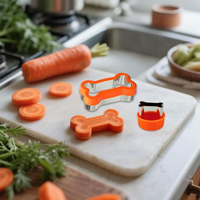 Dog Bone Shape Cookie Cutter Set, 3 Pieces - 4.45'', 2.95'', 1.53'' | Stainless Steel Dog Treats Cutters with Removable PP Covers, Safe for Kids, Diswasher Safe, Can Cut Thick Dough