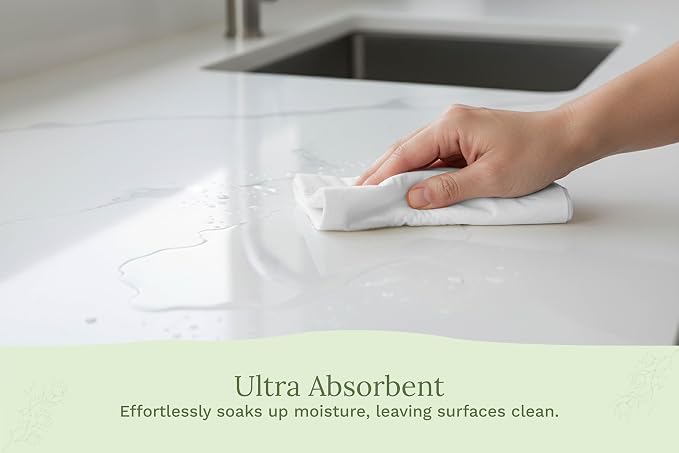 Organic Cotton White Dish Towels - 10 Pack Quick Drying White Kitchen Towels - Lint-Free Organic Cotton Dish Cloths - Extra Large Highly Absorbent Blank Tea Towels - 27"x27"