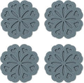 Set of 4 Silicone Trivet Mat - Hot Pot Holder Hot Pads for Table & Countertop - Trivet for Hot Dishes - Non-Slip & Heat Resistant Modern Kitchen Hot Pads for Pots & Pans, Grey