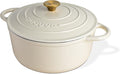 Cast Iron Pot with Lid-Non-Stick Ovenproof Enamelled Casserole Pot, Oven Safe up to 500° F-Sturdy Dutch Oven Cookware - Cream, 5-Quart, 24cm-by Nuovva