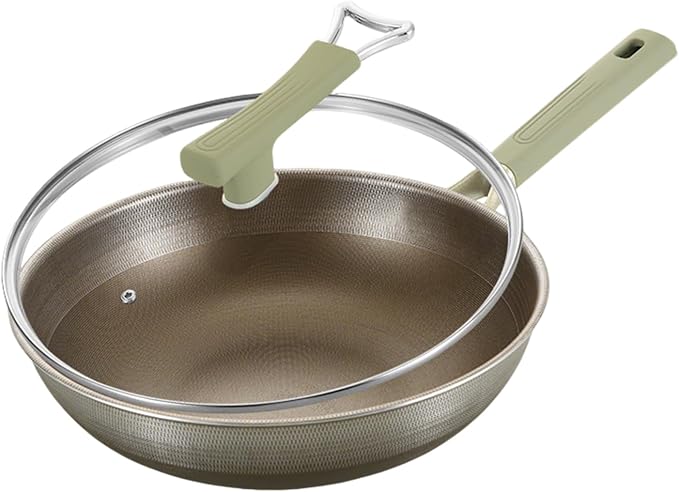Titanium Pans for Cooking,13.39 Inch Non Stick frying pan with Lid | Large Family Size Wok ,Even Heating Fry Pan ,PFOA/PTFE Free Cookware,for Nduction,Gas Cooktops,Ceramic,Electric Stove