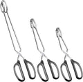HINMAY Stainless Steel Scissor Tongs Cooking Tongs Set, Set of 3 (Black Handle, 10" 12" 16") | Black Handle