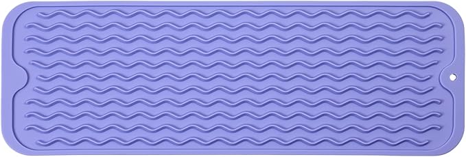 MicoYang Silicone Dish Drying Mat for Multiple Usage,Easy clean,Eco-friendly,Heat-resistant Silicone Mat for Kitchen Counter,Sink,Bar,Bottle,or Cup Light Purple M 17 inches x 6 inches