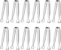 12 PCS Heart-Shaped Small Serving Tongs, 4.3 Inch Mini Sugar Tongs Silver Stainless Steel for Ice Cube, Appetizers, Dessert, Tea Party, Home Kitchen, Coffee Bars, Buffet, Food Grade & Dishwasher Safe