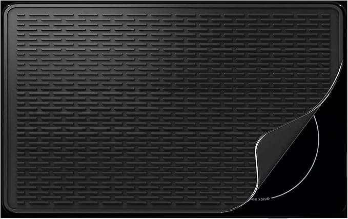 Stove Top Cover for Electric Stove- Range Covers for Electric Stove,Silicone XXL Dish Drying Mat, Glass Cooktop Covers, Flat RV Range top Mats (Black, 36"x21")