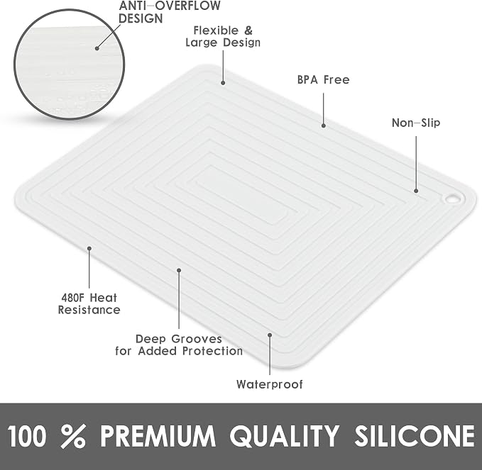 Trivets for Hot Dishes, Trivet Hot Pads for Kitchen, Silicone Trivets for Pots and Pans, Silicone Pot Holders, Trivet for Quartz Countertops, Heat Resistant Mats Set 2 White