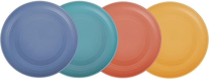 7.8 Inches Unbreakable Wheat Straw Plates - Reusable Plate Dinner Set - Dishwasher & Microwave Safe - Healthy, BPA Free & Eco-Friendly (7.8 Inches/4 Color_H)