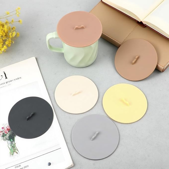 flower Silicone Cup Covers (Set of 6), Multicolored Silicone Lids for Mugs, Cups, Flexible Mug Covers, Tea Pots, Hot Cup Lids for Coffee & Tea (Style A)