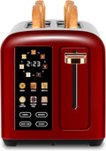 SEEDEEM 2-Slice Touchscreen Toaster, Stainless, 7 Shade, 1350W, Red