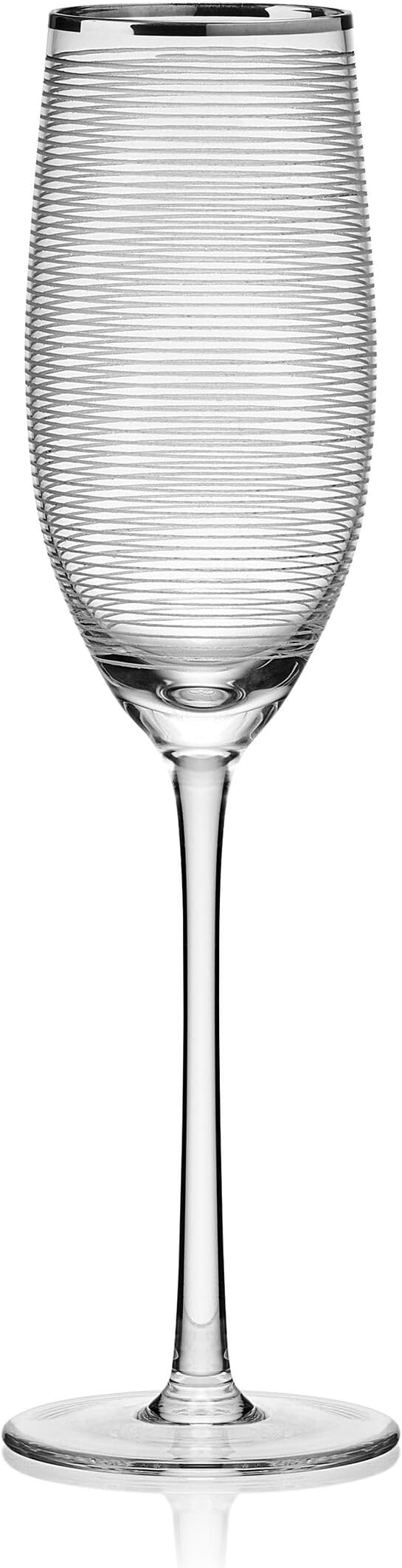 Mikasa Cheers Set of 4 Platinum Rim Champagne Flutes, 8 Ounce