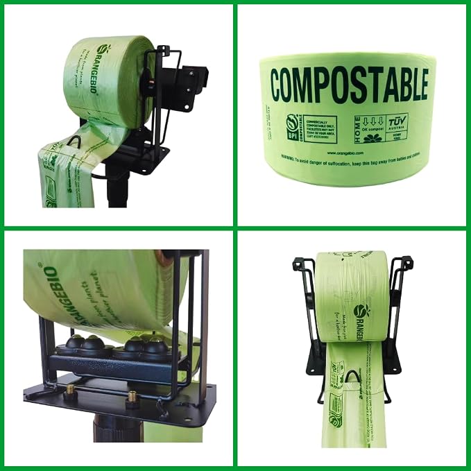OrangeBio Compostable Produce Bags, 15 x 18 Inches, 2000 Count (500 Bags/Roll, 4 Rolls/Box), Holds Up to 20 lbs, BPI Certified ASTM D6400 & TÜV OK Compost Home Certified