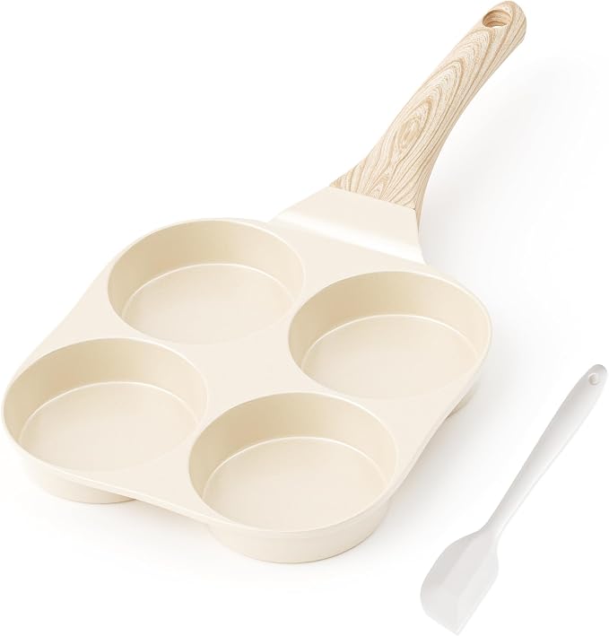 Caannasweis Ceramic Egg Pan Omelette Pan, 4-Cup Nonstick Omelette Skillet, Breakfast Frying Pan Egg Cooker Suitable for Gas Stove & Induction Cookware, PFOA PFOS Free, Yellow