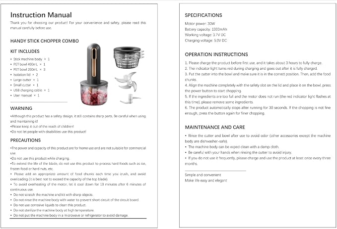 Electric Mini Food Processor, 4-Cup Portable USB Small Food Processor, Garlic Mincer, for Dicing, Mincing, and Puree, Black
