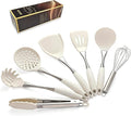 White Silicone Cooking Utensils Set-Non-Toxic, Heat Resistant, BPA Free Kitchen Utensils Set with Spatula, Spoon, Whisk & Tongs-Non-Stick& Dishwasher Safe for Nonstick Cookware
