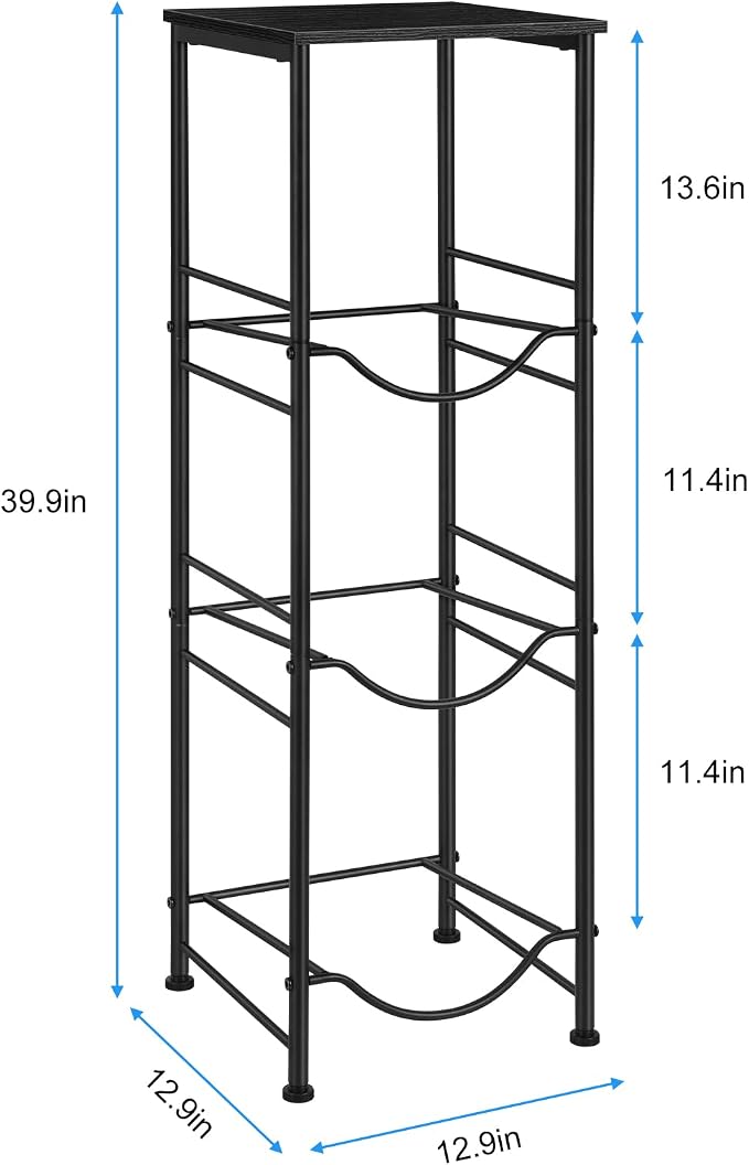 OYEAL Water Jug Holder Stand 5 Gallon Water Bottle Holder Organizer with Shelf, Heavy Duty 3 Tier Water Bottle Storage Rack for Kitchen, Office, Living Room, Black