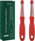 Beneno Swivel Vegetable Peeler, Smooth Peeling Potato Peeler (2, Red) | Razor-Sharp Stainless Steel Blade, Ergonomic Non-Slip Grip, Built-In Potato Eye Remover, Durable Design for Fruits & Veggies