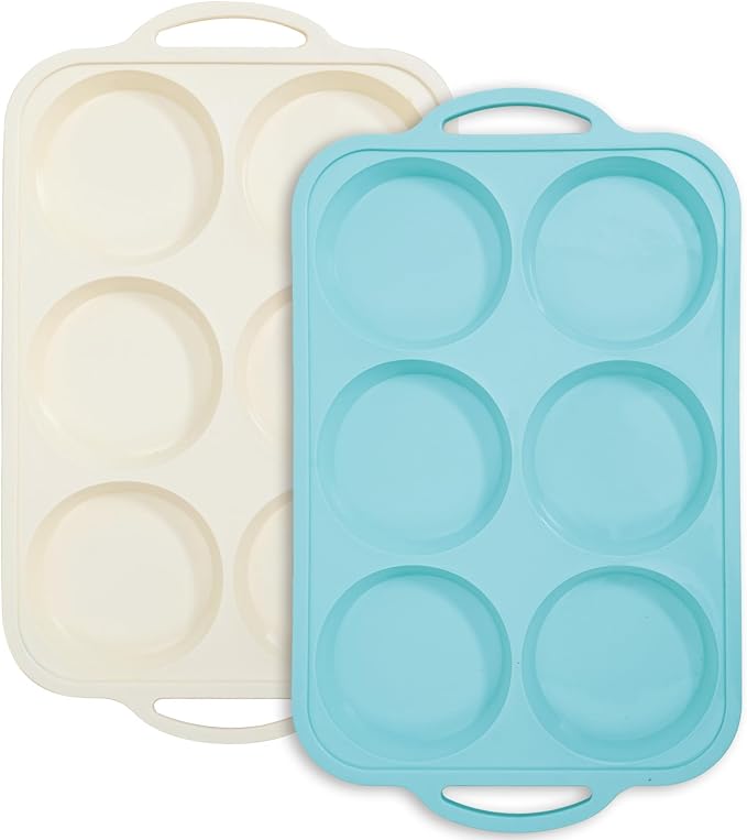 Nonstick Silicone Muffin Top Pan: 4 Inch Jumbo Silicone Egg Molds Frame | with Metal Frame for Baking Breakfast Sandwiches/English Muffins Egg Bites Hamburger Buns - Oven Housewife Toeusog