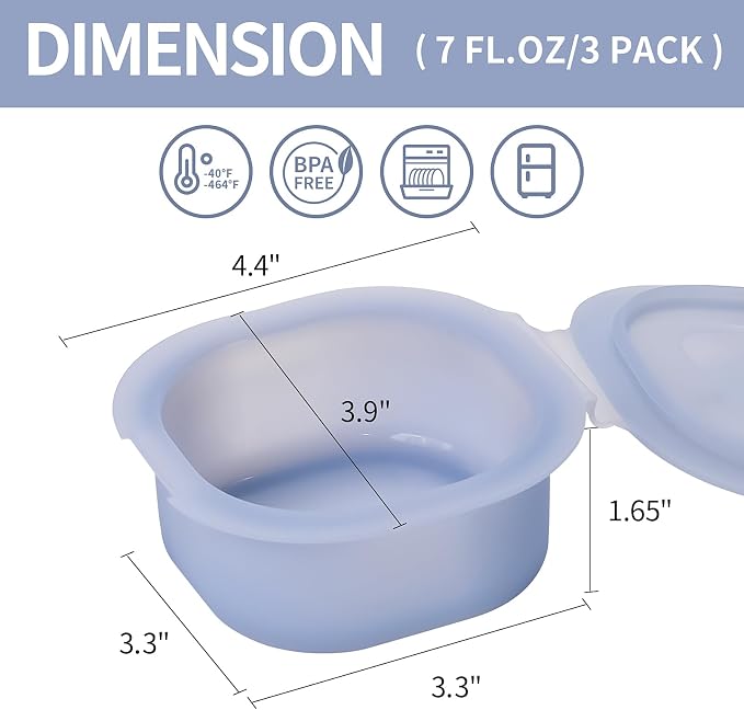 Air Fryer Egg Pan with Lid, 3 Pack Silicone Square Egg Molds, Nonstick 3 Inch Square Container for Sqaure Breakfast Egg - Blue