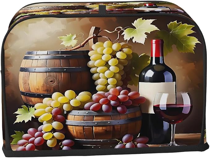 2 Slice Toaster Cover Grapes Red Wine Vintage Toaster Covers Two Slice Wide Slot Waterproof and Dustproof Covers for Wide Slot Toasters and Small Appliances Kitchen Decor Gifts
