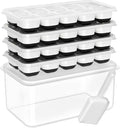 DOQAUS Ice Cube Tray with Lid and Bin,4 Pack Ice Cube Trays for Freezer | Silicone, Stackable. Easy Release Trays with Storage Bin & Scoop. Ideal for Freezer, Kitchen, RV, Cocktail, Coffee.
