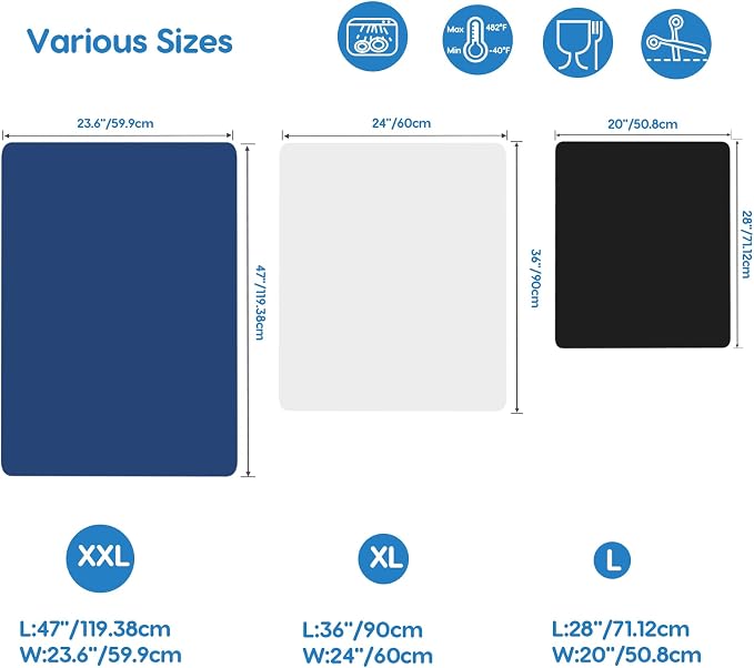 Silicone Mats for Kitchen Counter 47"x23.6"x0.08”, Largest Heat Resistant Mat Shipped Rolled Up Kitchen Island Silicone Countertop Protector Mat Nonslip Extra Large Counter Mat, Light Gray | Largest Size, Heat Resistant, Nonslip, Extra Large Countertop...