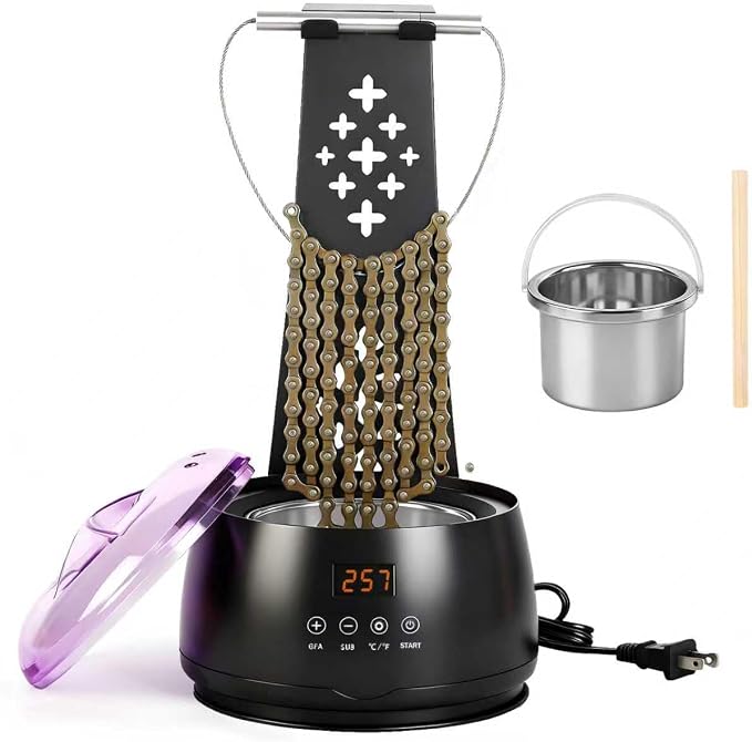 Bicycle Chain Wax Melting System 19oz, with Inner Pot and Cooling Rack | Precise Temperature Control for Rapid Melting, Complete Waxing Kit, Easy to Use All-in-One Chain Care Tools