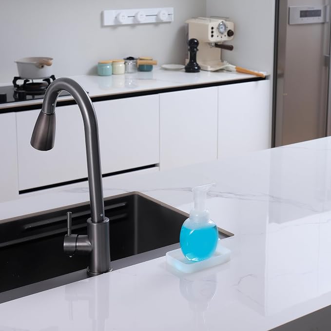 MicoYang Silicone Kitchen Sink Organizer Tray for Multiple Usage,Easy Clean Sponges Holder for Kitchen Bathroom Counter or Sink,Dish Soap Dispenser,Scrubber,Bottle,Cup Ttanslucent 4.9”x 3.2”