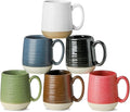 HASENSE Porcelain Coffee Mugs Set of 6, 15 Ounce Large Ceramic Coffee Cups Set with Handle for Latte, Tea, Cocoa and Hot Chocolate, Colorful Coffee Mugs for Men and Women, Microwave Safe