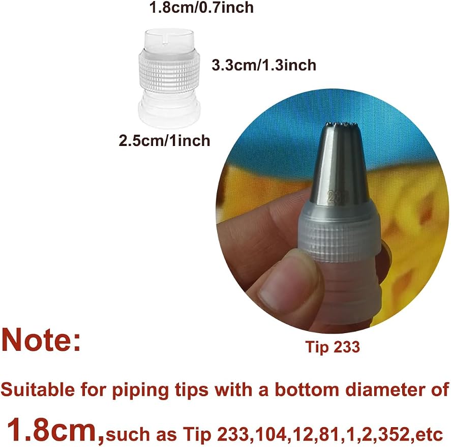 Standard Couplers for Piping Bags, 12 Pcs Icing Tip Couplers