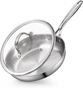Cooks Standard Multi-Ply Clad 10-Inch Stainless Steel Frying Pan with Glass Lid, Everyday Wok Stir Fry Pan Kitchen Skillet, Stay-Cool Handle, Induction Compatible Cookware, Dishwasher Oven Safe