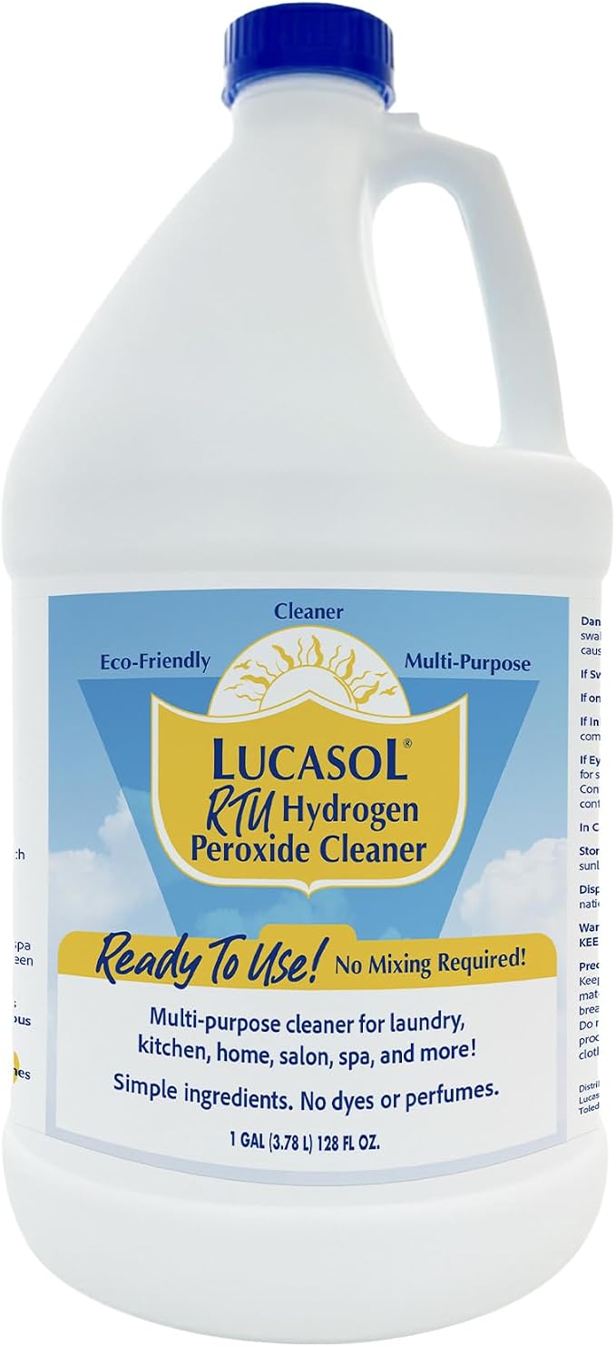 Lucasol Food Grade Hydrogen Peroxide 3% Ready to Use Multi-use Cleaner | Odor-Free Bleach Alternative Stain Remover Surface Cleaner Fruit and Vegetable Cleaner
