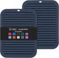 2 Pack Square Trivets for Hot Dishes | 9*12in Silicone Hot Pads for Kitchen,Hot Pots and Pans, Protect Table, Countertops, Heat Resistance to 480°F, Navy