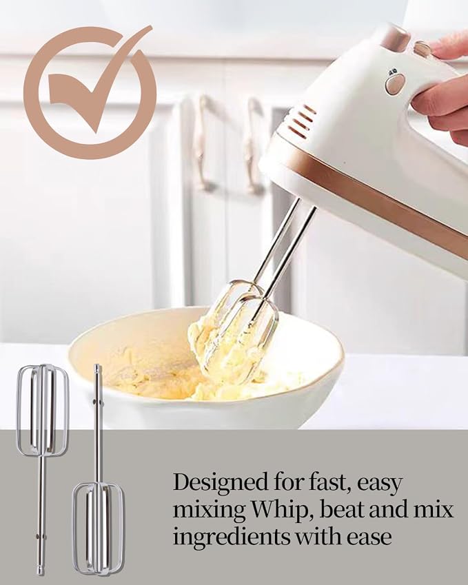 2 Pcs Hand Mixer Attachments Beaters, Hand Mixer Beaters Attachments Kitchen Stainless Steel Replacement Parts for Hamilton Beach 62682RZ 62692 62695V 64699 Mixer