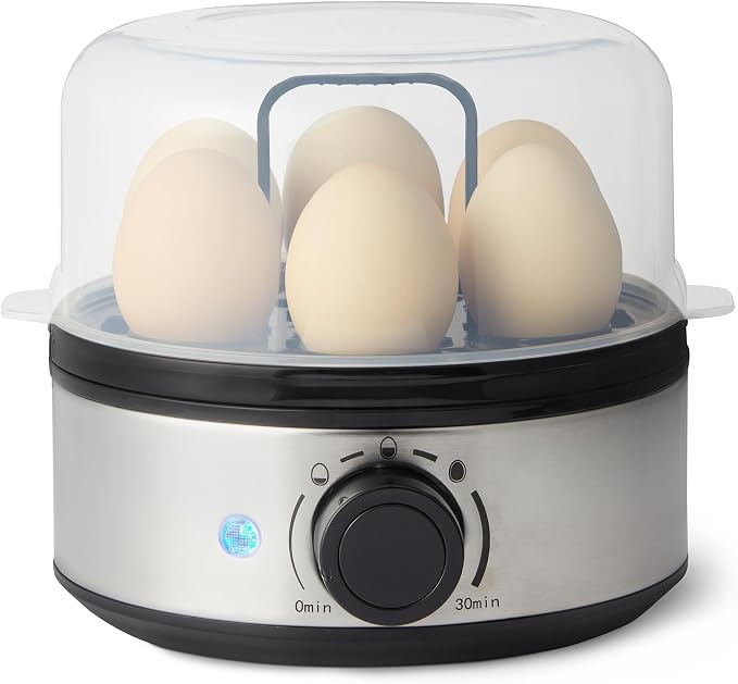 Amazon Basics Electric Egg Cooker for Hard-Boiled Eggs with Auto Shutoff, Dishwasher-Safe Parts, 7-Egg Capacity, BPA Free, Black