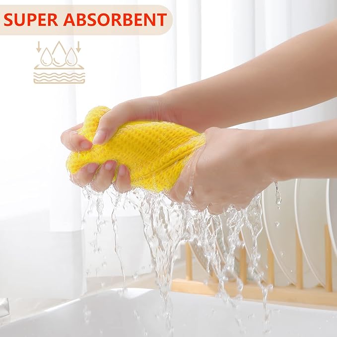Homaxy 100% Cotton Waffle Weave Kitchen Dish Cloths 6-Pack, Yellow | 12 x 12 Inches, Ultra Soft Absorbent Dish Towels, Quick Drying Dish Rags with Hanging Loop