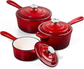 Onader Cast Iron Sauce Pan Pot, 1QT & 2QT & 3QT Small Saucepan with Lid, Enameled Cast Iron Dutch Oven Cooking Kitchen Pot, Nonstick & Heavy Duty – Red