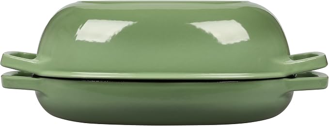 EDGING CASTING Enameled Cast Iron Oval Dutch Oven Pot with Lid, Dutch Oven for Sourdough Bread Baking, Bread Oven, Bread Dutch Oven, Oval Bread Pan, 5qt, Pistachio Green