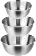 TINSKY 3 Pcs Stainless Steel Mixing Bowls Set Food Grade 304 Metal Nesting Prep Bowls for Kitchen Cooking Baking Salad, Dishwasher Safe (1.5, 2.2, 3.4 Qt)