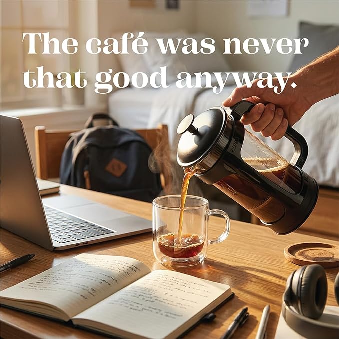 ESPRO P3 French Press Coffee Maker, 32oz, Black, Double Micro Filter Press | Grit-Free Coffee Press, Thicker Borosilicate Heat Resistant Glass french press, Tea Press, Easy Coffee Brewer, Tea Brewer