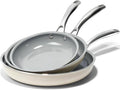 Kikcoin Ceramic Nonstick Frying Pan Set, 3 Pack 8/9.5/11 Inch Skillets, PFAS-Free Non Toxic Pans for Cooking, Induction, Oven & Dishwasher Safe