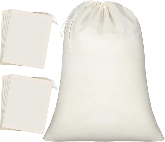 Pangda 20 Pcs Muslin Bags 8x10 Inches, Cloth Bags with Cotton Drawstring Fabric Gift Storage Pouches Bulk Sachet for Teas, Soaps, Candy, Jewelry, Wedding Party Favors DIY Craft and Home Decor