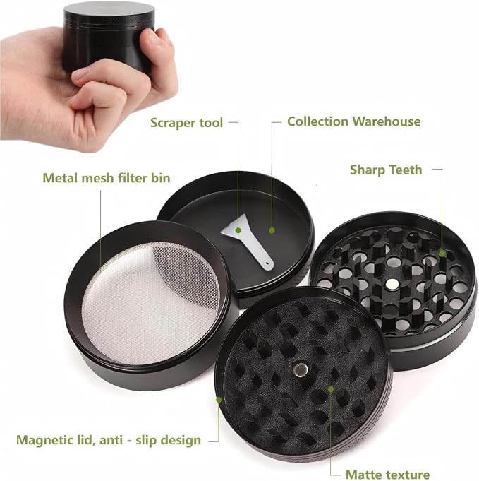 3-inch premium coffee bean jar | heavy-duty aluminum, smooth grinding, non stick design, essential for the kitchen - black