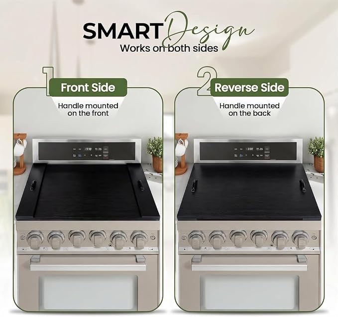 Noodle Board Stove Cover with Handles for Electric and Gas Stove Top Covers | Rustic Farmhouse Décor for Kitchen, RVs, Adds Extra Counter Space, Cutting Board, Protects Burners, Durable Laminate Wood